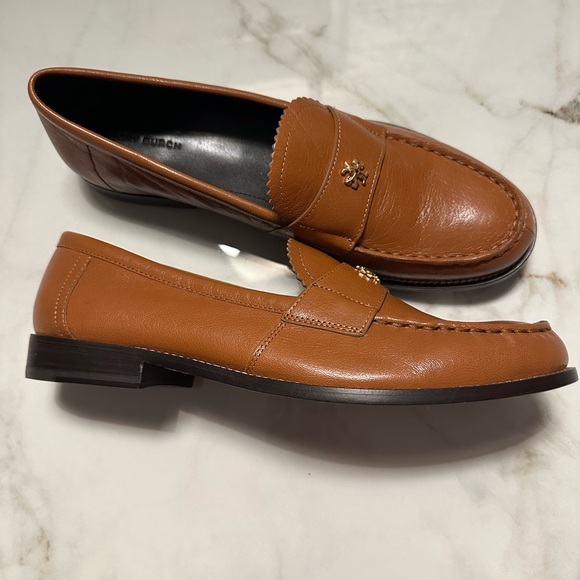 New Tory Burch Brown Leather Loafers - Picture 3 of 3